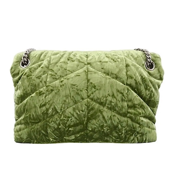 โจ๐๏ธ NWT Saint Laurent Loulou Puffer Shoulder Bag Quilted Green Velvet - Picture 2 of 5